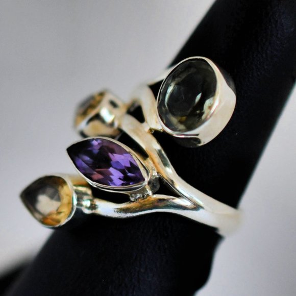 Multi Gemstone Sterling Silver Ring - Picture 4 of 5